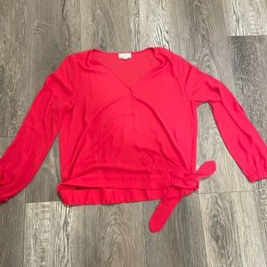 Hot pink Loft faux wrap top